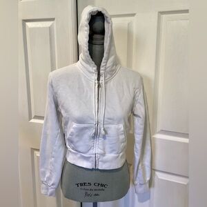 Brandy Melville White Full‎ Zip Hooded Sweatshirt